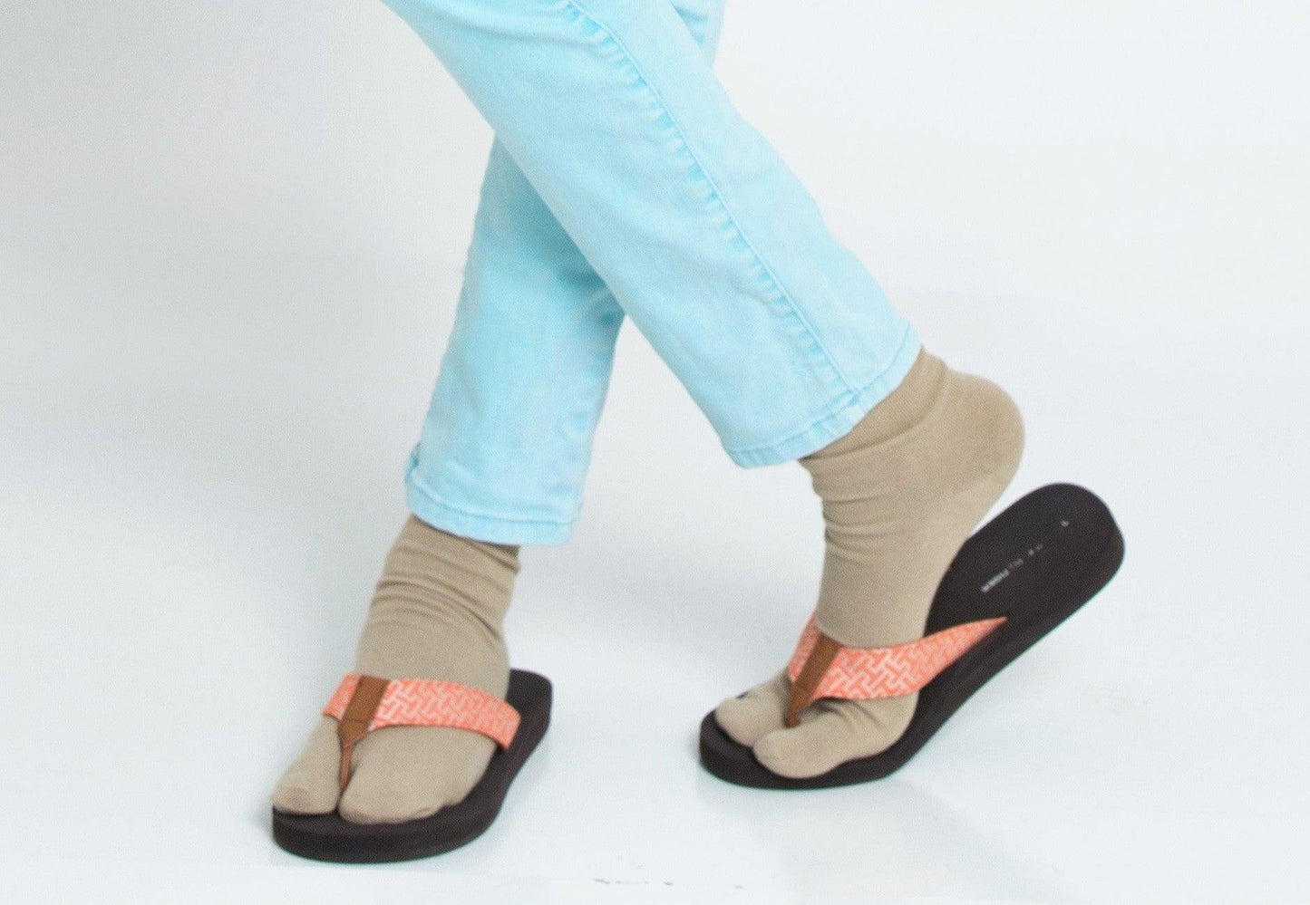 1 Pair - V-Toe Flip Flop Tabi Socks - Khaki Solid Casual by V-Toe Socks, Inc - The Hammer Sports