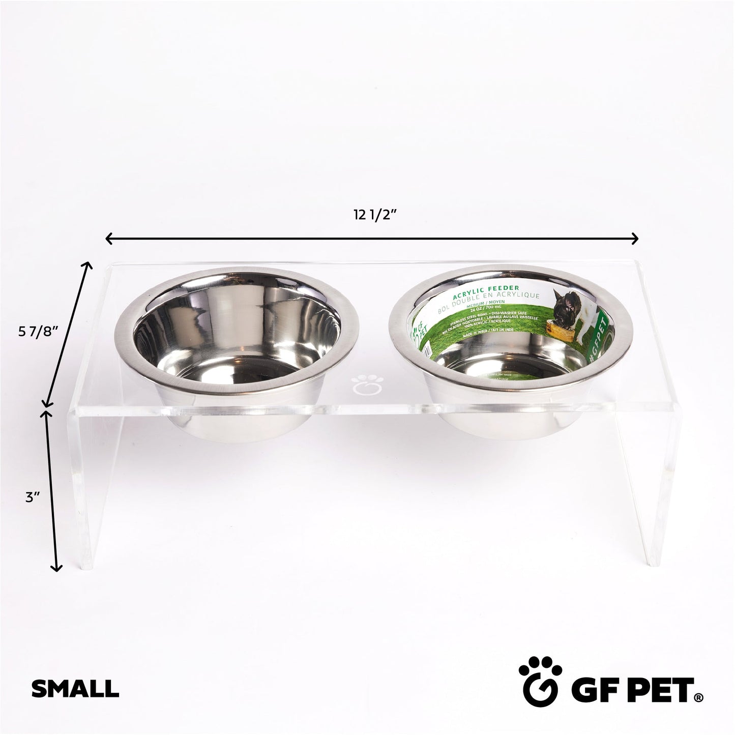 Acrylic Double Feeder - Clear by GF Pet