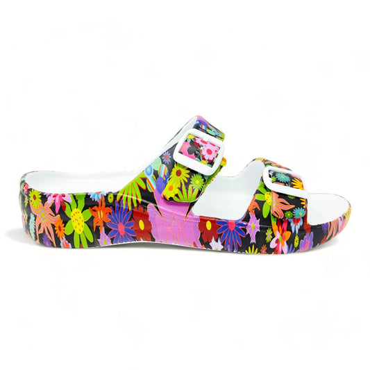 Women's PAW Print Adjustable 2-Strap Sandals - Flower Child by DAWGS USA