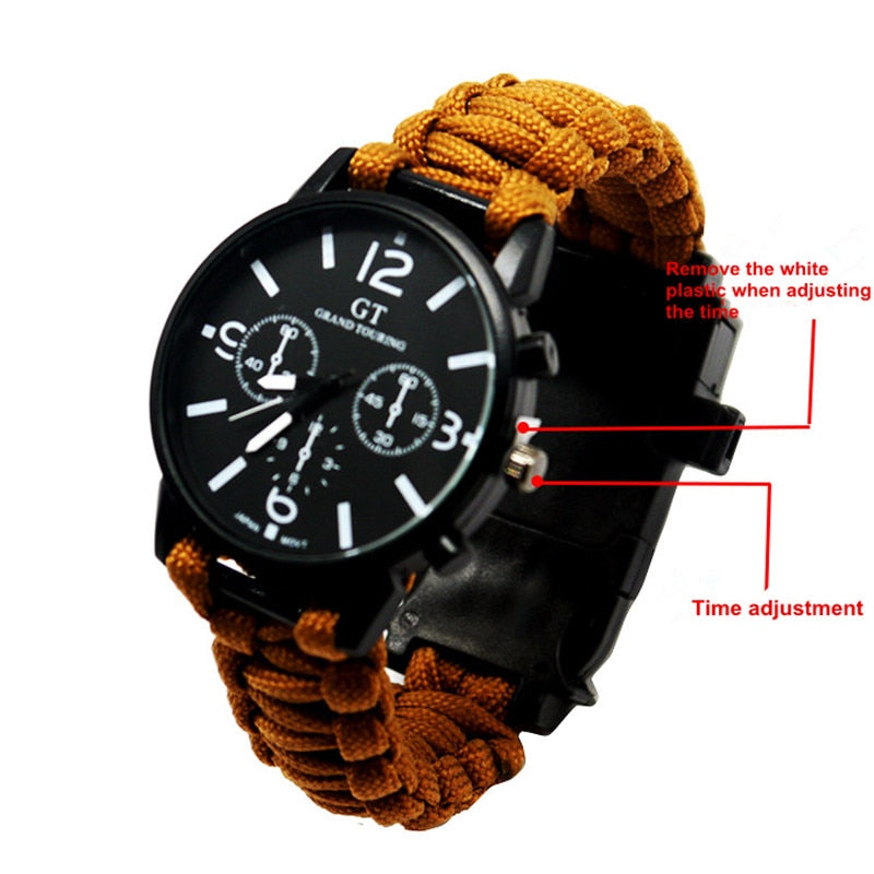 Outdoor Multi function Camping Survival Watch Bracelet Tools With LED Light by VistaShops