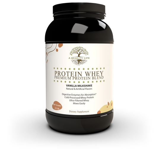 Protein Whey Premium Protein Blend Vanilla Milkshake by A Quality Life Nutrition