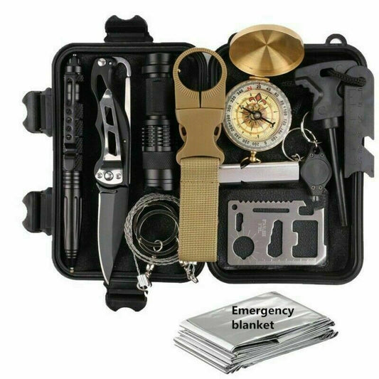 14 in 1 Outdoor Emergency Survival And Safety Gear Kit Camping Tactical Tools SOS EDC Case by VistaShops