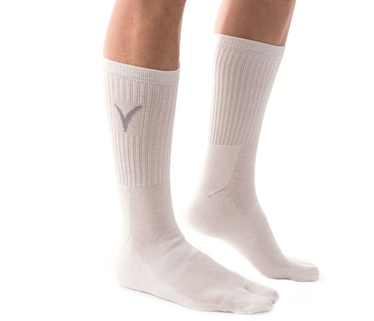 V-Toe Athletic Flip-Flop Tabi Big Toe Crew Socks - Bleach White by V-Toe Socks, Inc - The Hammer Sports