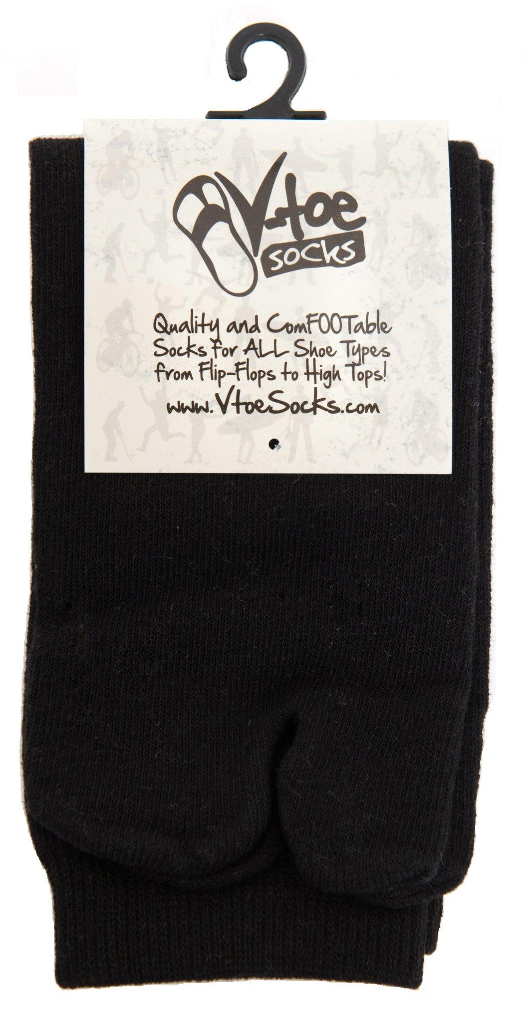 1 Pair - V-Toe Flip Flop Tabi Socks - Black Solid by V-Toe Socks, Inc - The Hammer Sports