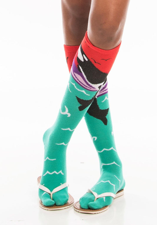 1 Pair - V-Toe Flip-Flop Tabi Socks - Fun Orca Style by V-Toe Socks, Inc - The Hammer Sports