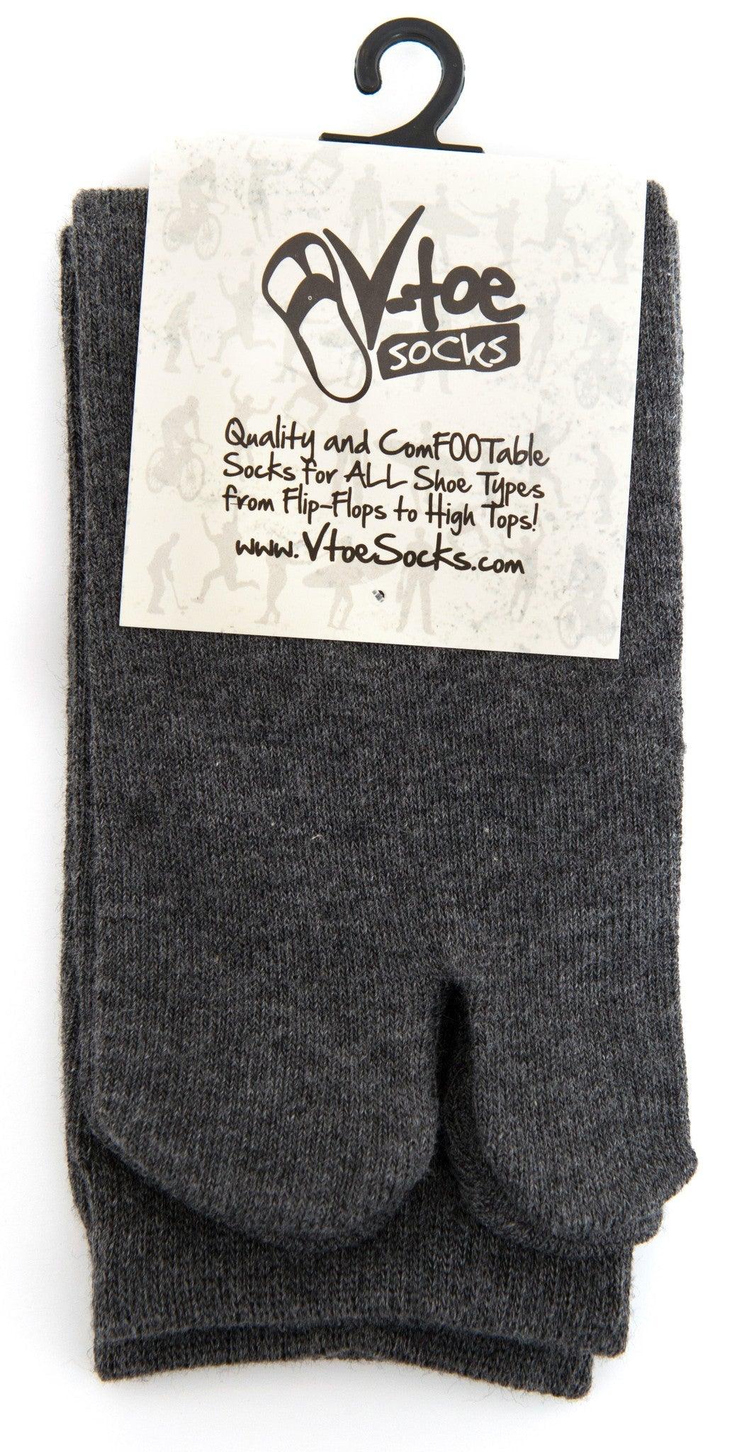 1 Pair - V-Toe Flip Flop Tabi Socks - Grey Solid Casual by V-Toe Socks, Inc - The Hammer Sports