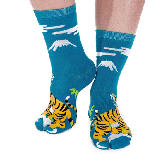 1 Pair - V-Toe Flip Flop Tabi Socks - Tiger Pattern by V-Toe Socks, Inc - The Hammer Sports