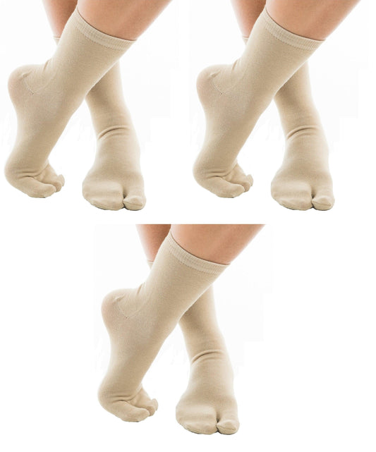 3 Pair - V-Toe Flip Flop Tabi Socks - Khaki Solid Casual by V-Toe Socks, Inc - The Hammer Sports
