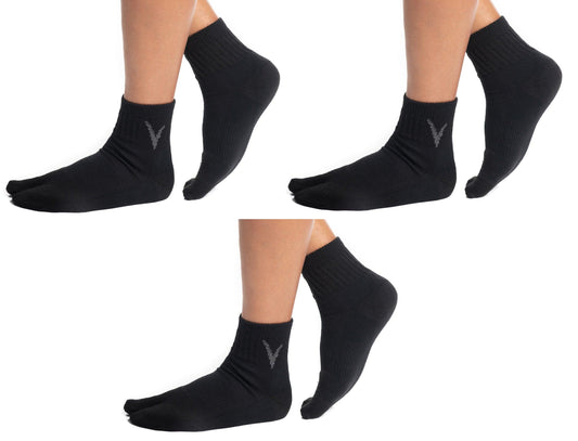 3 Pairs Black Wool Casual or Hiking V-Toe Flip-Flop Tabi Big Toe Socks by V-Toe Socks, Inc - The Hammer Sports