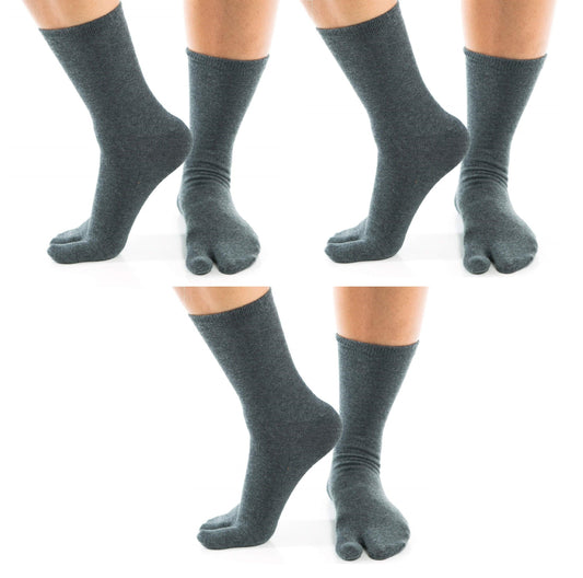 3 Pairs Casual - V-Toe Flip Flop Tabi Socks Gunmetal Grey Solid by V-Toe Socks, Inc - The Hammer Sports