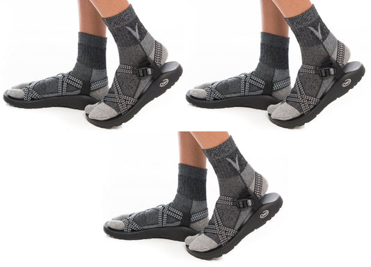 3 Pairs Charcoal Grey Wool Split Toe Tabi Socks For Hiking Or Casual by V-Toe Socks, Inc - The Hammer Sports