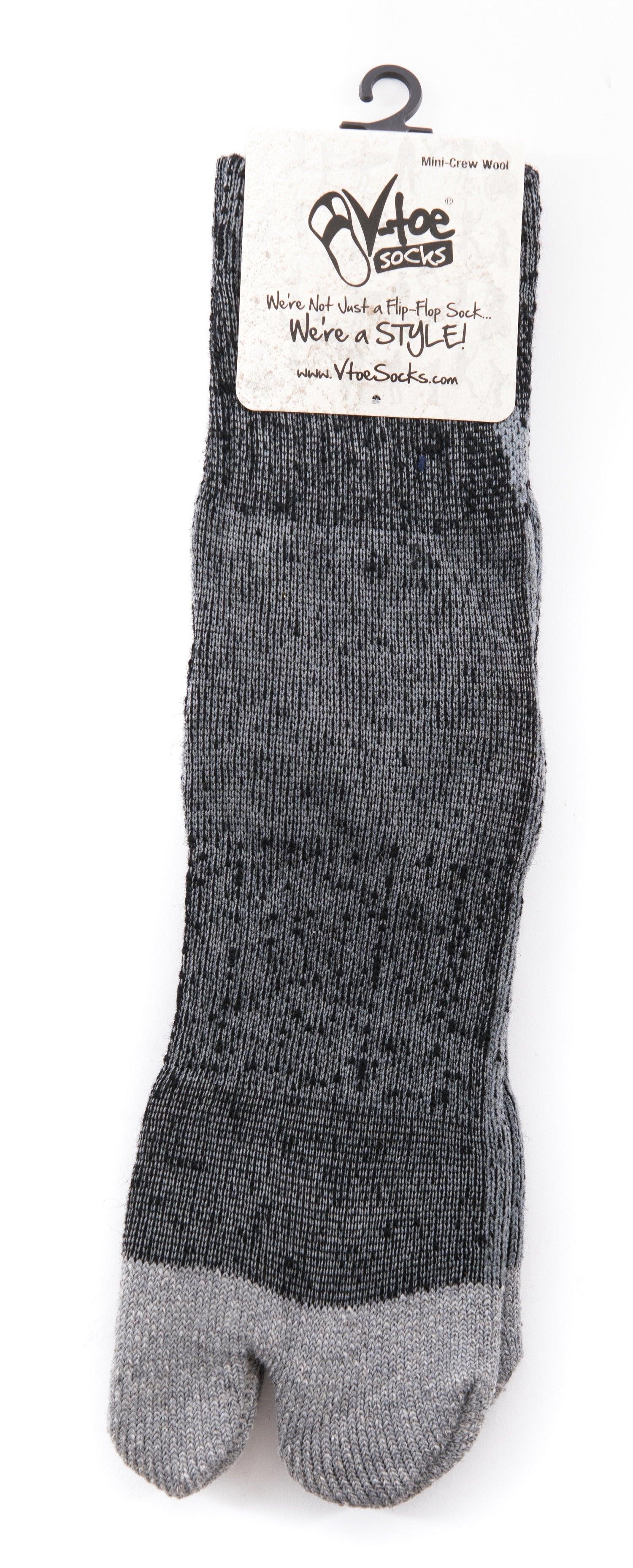 3 Pairs Charcoal Grey Wool Split Toe Tabi Socks For Hiking Or Casual by V-Toe Socks, Inc - The Hammer Sports