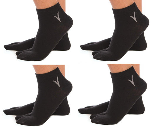 4 Pairs - V-Toe Flip Flop Tabi Big Toe Socks - Black Casual Ankle Split Toe Socks by V-Toe Socks, Inc - The Hammer Sports