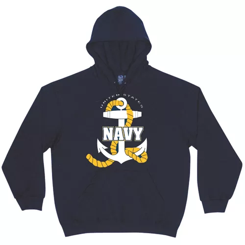 Men's Hooded Sweatshirt-Navy/Navy Logo Small