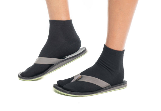 Thicker V-Toe Athletic or Casual Black Flip-Flop Tabi Socks Cotton Blend Comfortable Stylish - Ankle Socks by V-Toe Socks, Inc - The Hammer Sports
