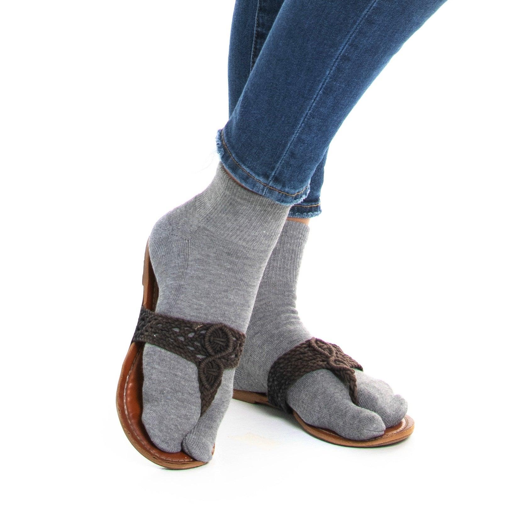 Thicker V-Toe Athletic or Casual Grey Flip-Flop Tabi Socks Cotton Blend Comfortable Stylish - Ankle Socks by V-Toe Socks, Inc - The Hammer Sports