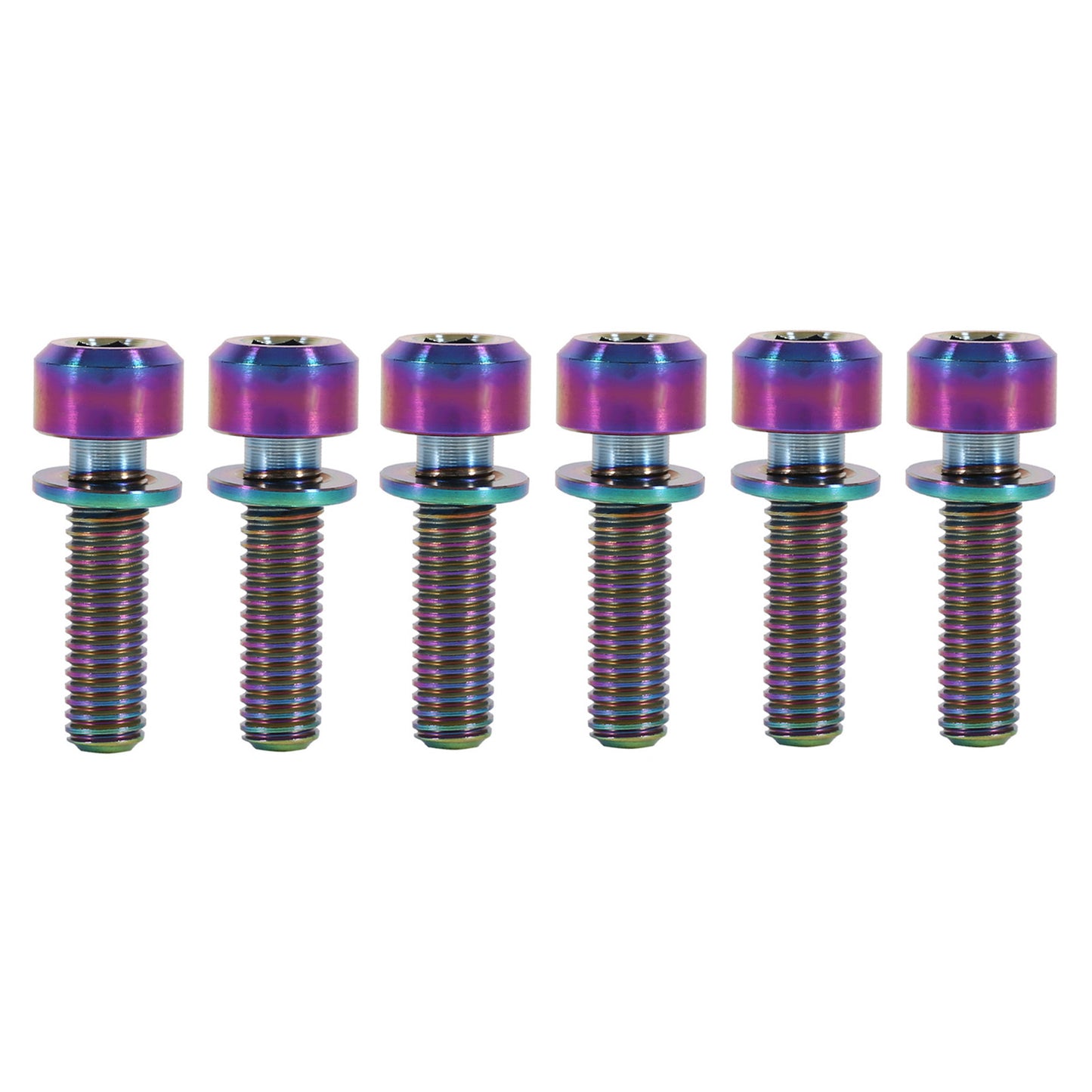 6 Pieces Mountain Bike M5 x 18mm Titanium Stem Bolts Screw With Washer(titanium)