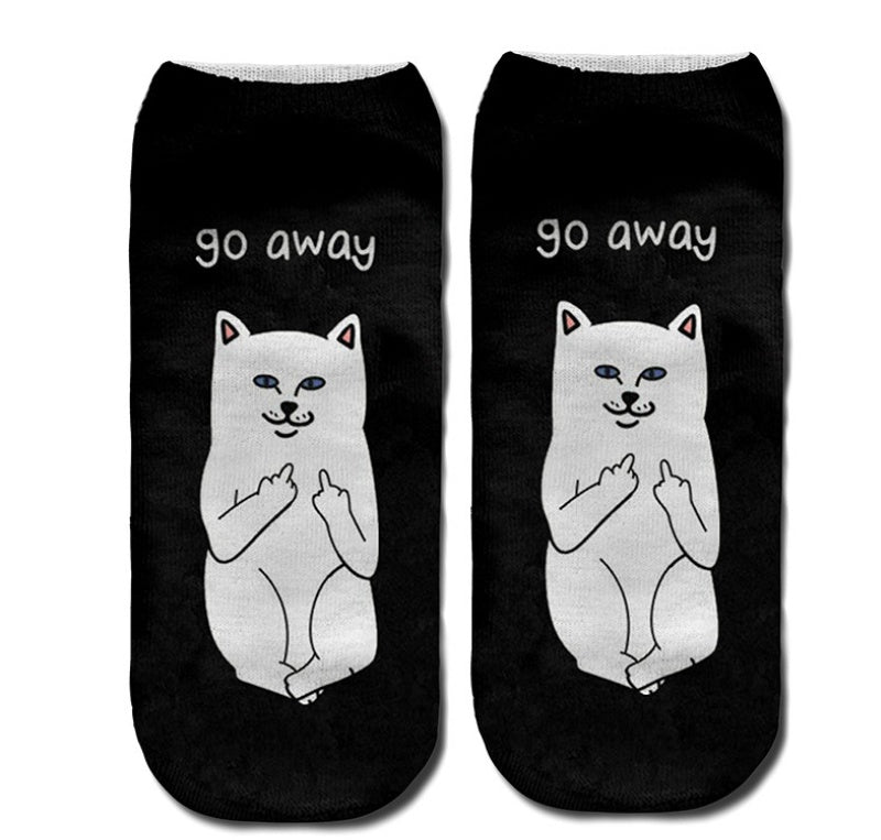 Popular Funny Unisex Short Socks 3D Cat Printed Anklet Socks Casual Socks