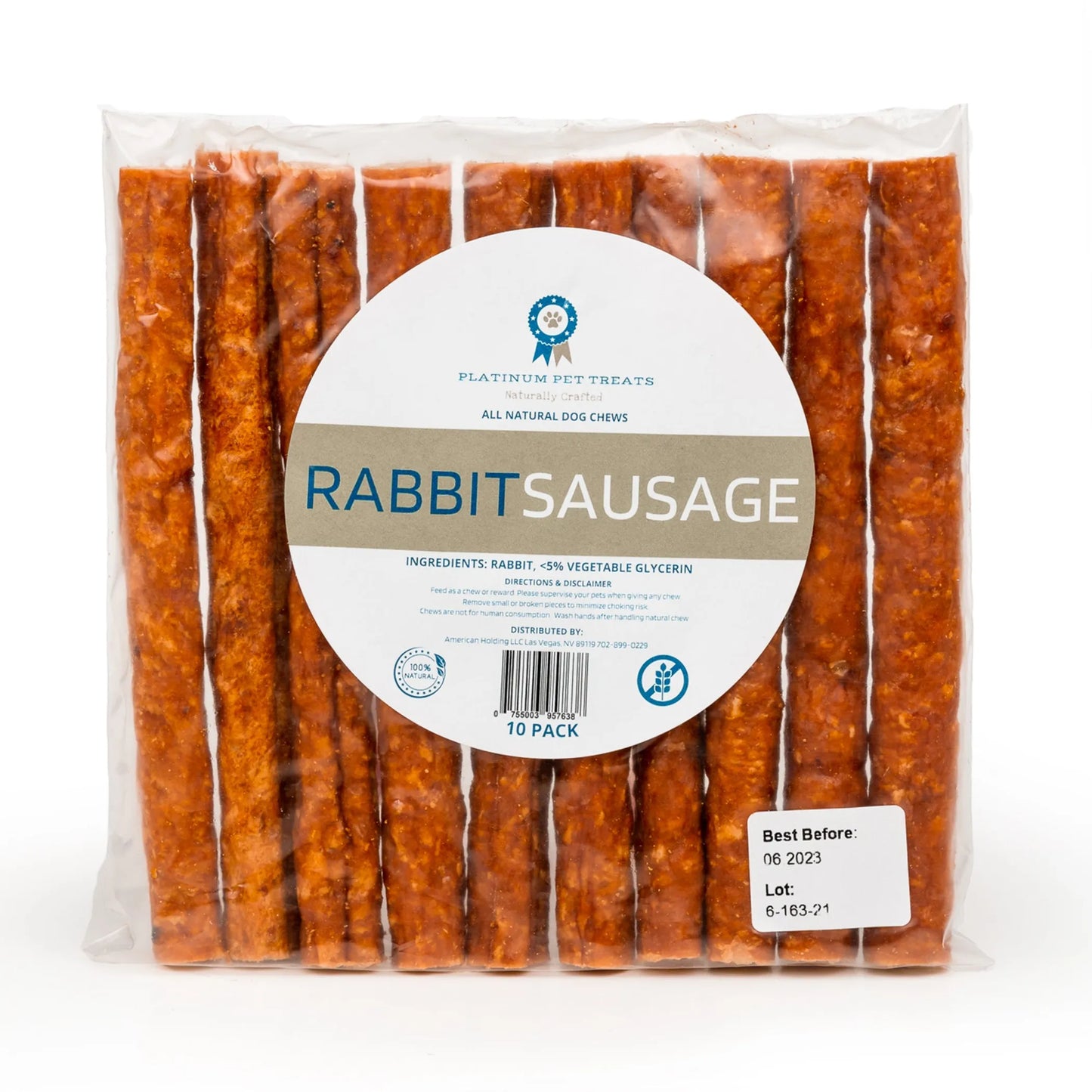 Platinum Pet Treats - The Sausage: Rabbit (Pack of 10)