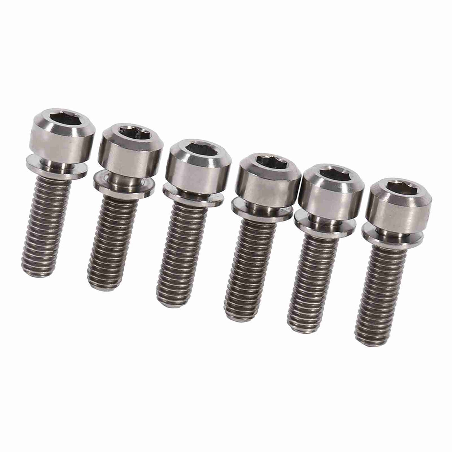 6 Pieces Mountain Bike M5 x 18mm Titanium Stem Bolts Screw With Washer(titanium)