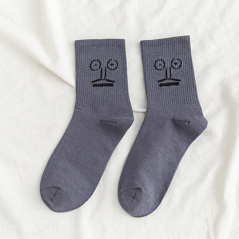 Funny expression jacquard socks