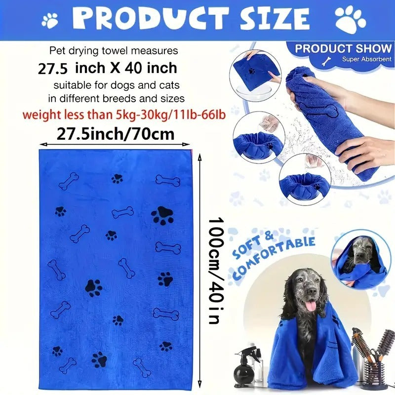 Super Absorbent Microfiber Dog Towel - Quick-drying Soft Pet Bath And Grooming Cloth For Medium To Large Dog Breeds