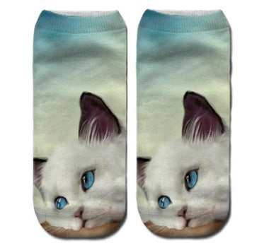 Popular Funny Unisex Short Socks 3D Cat Printed Anklet Socks Casual Socks