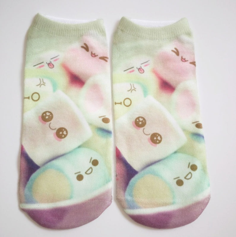 Popular Funny Unisex Short Socks 3D Cat Printed Anklet Socks Casual Socks