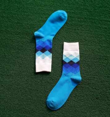 Colored diamond men's socks men's cotton socks long socks