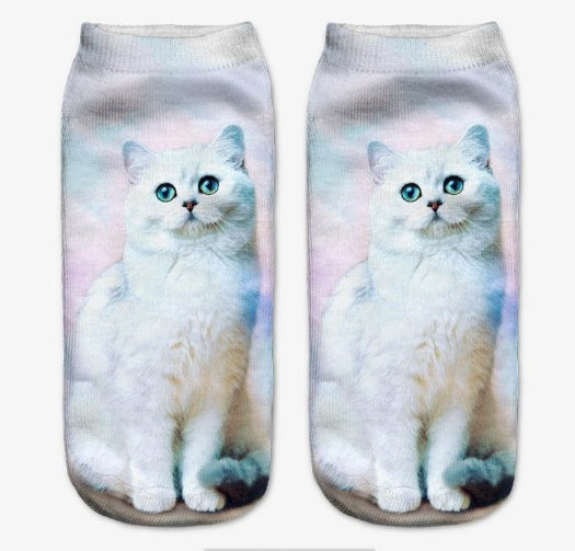 Popular Funny Unisex Short Socks 3D Cat Printed Anklet Socks Casual Socks