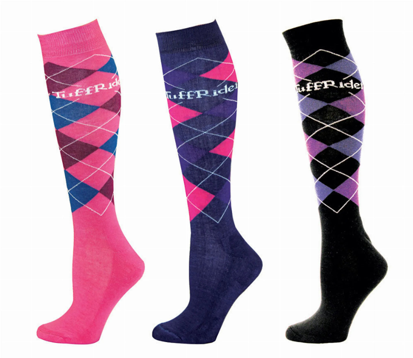 TuffRider Ladies Argyle Knee Hi Socks - 3 Pack