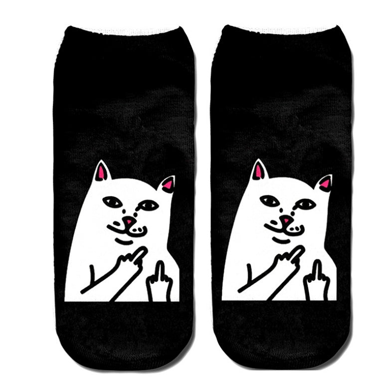 Popular Funny Unisex Short Socks 3D Cat Printed Anklet Socks Casual Socks