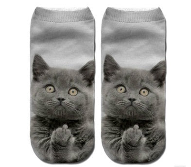 Popular Funny Unisex Short Socks 3D Cat Printed Anklet Socks Casual Socks