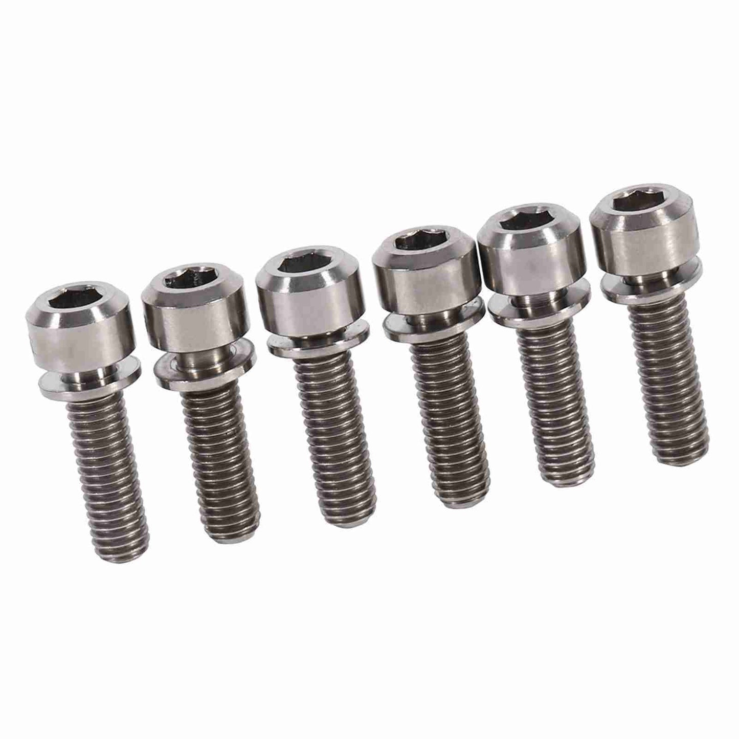 6 Pieces Mountain Bike M5 x 18mm Titanium Stem Bolts Screw With Washer(titanium)