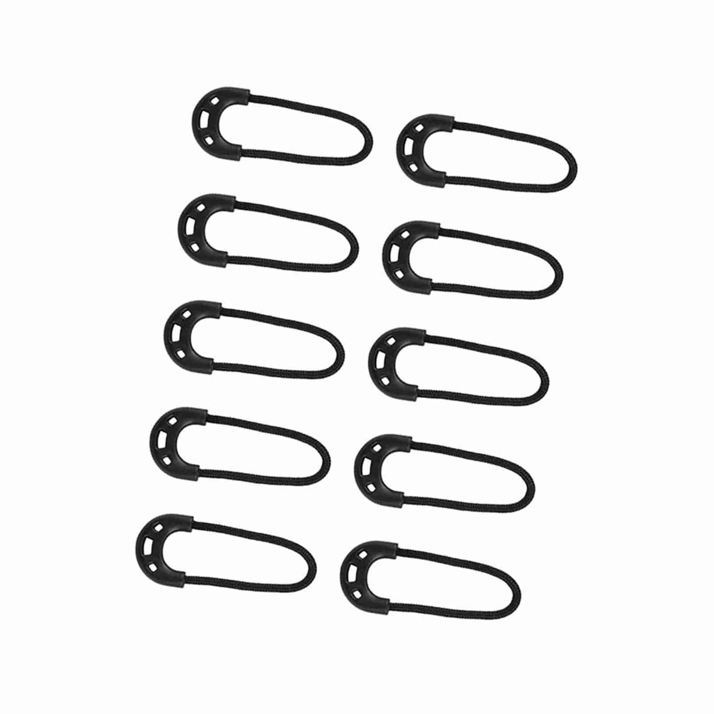 10pcs/bag EDC Black Small Zipper Pulls Cord Rope For Outdoor Travel Clothing Backpack Accessory