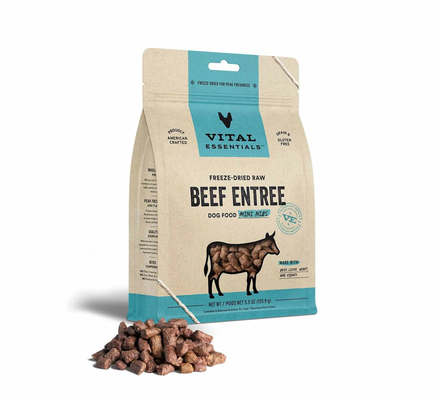 Vital Essentials(R) Freeze-Dried Raw Beef Entree Dog Food Mini Nibs,