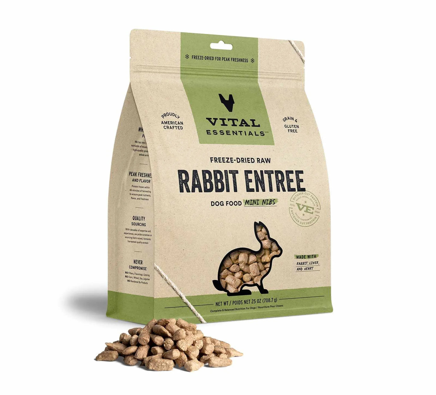 Vital Essentials(R) Freeze-Dried Raw Rabbit Entree Dog Food Mini Nibs,