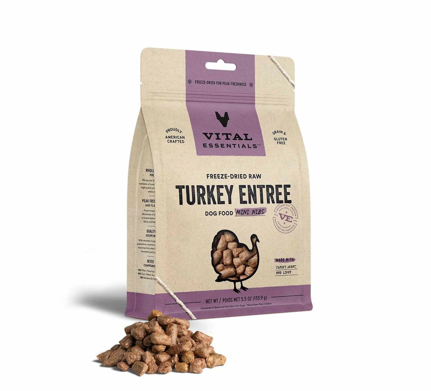 Vital Essentials(R) Freeze-Dried Raw Turkey Entree Dog Food Mini Nibs,