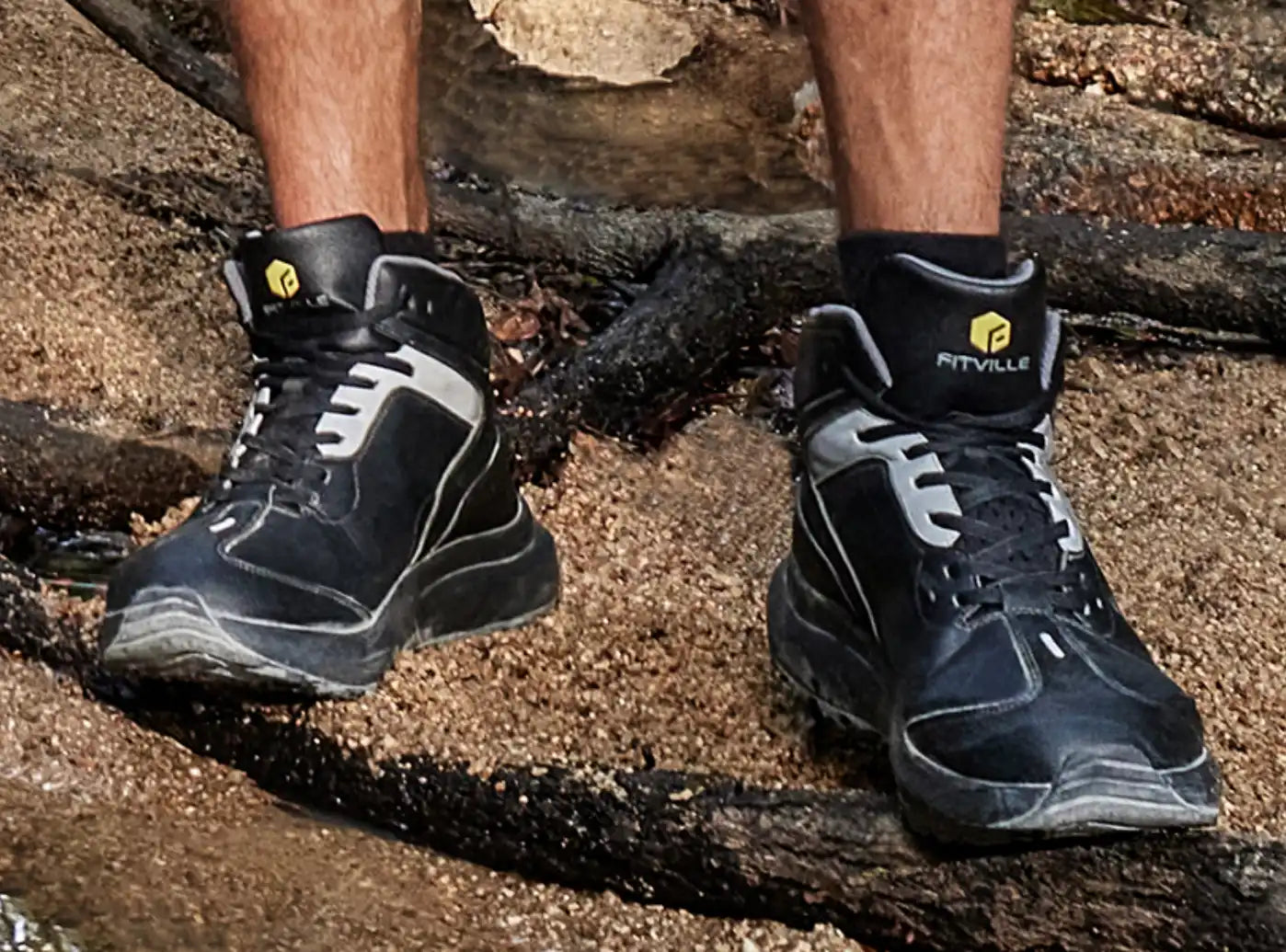 FitVille Men's High-Top Rugged Core Hiking Boots by FitVille