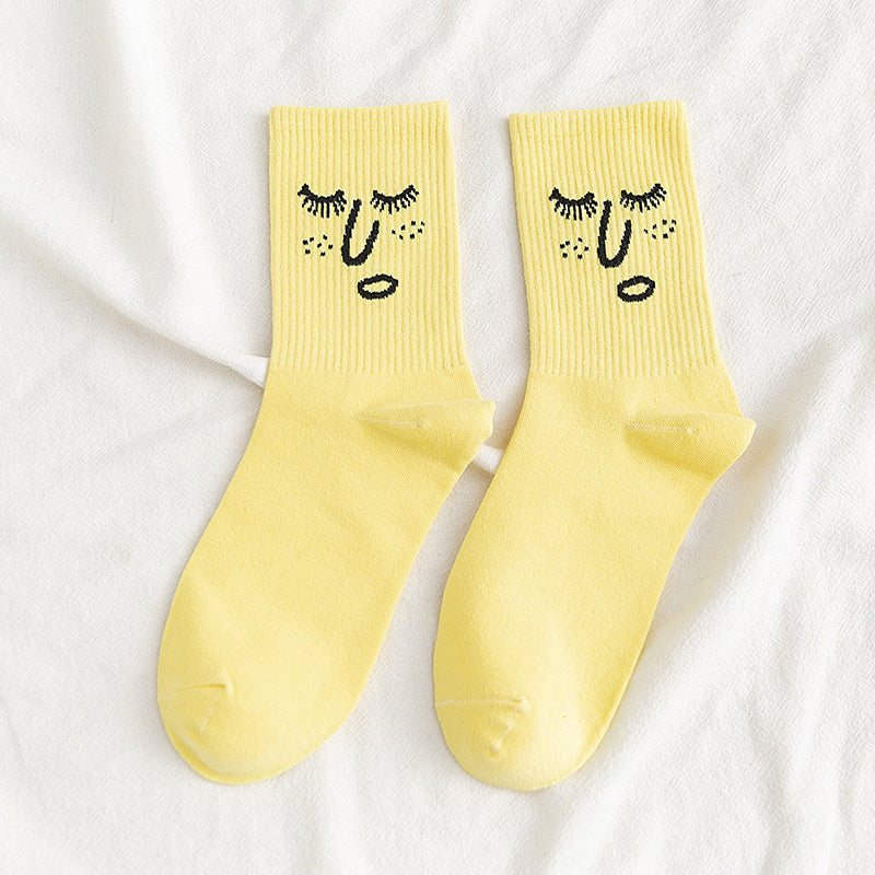 Funny expression jacquard socks