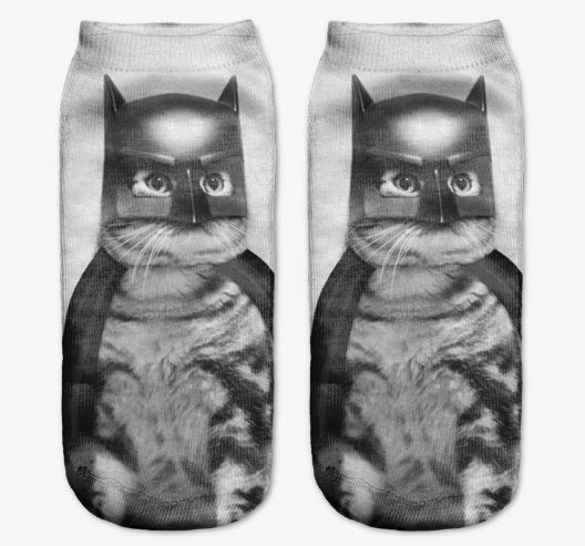 Popular Funny Unisex Short Socks 3D Cat Printed Anklet Socks Casual Socks