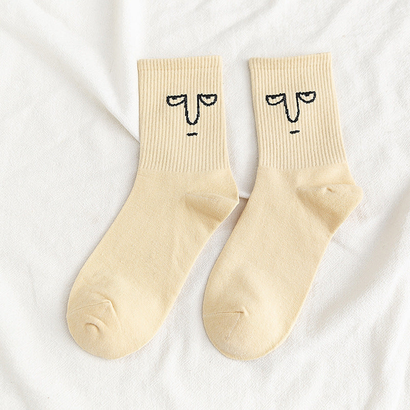 Funny expression jacquard socks