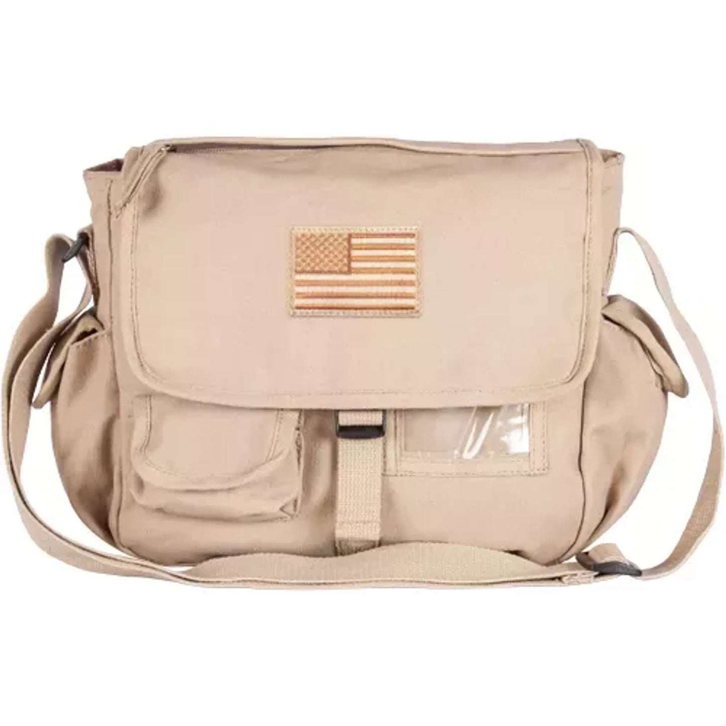 Retro Messenger Bag With USA Emblem - Olive Drab