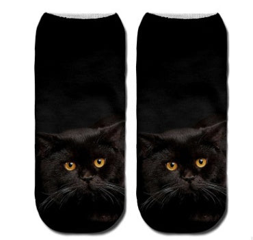 Popular Funny Unisex Short Socks 3D Cat Printed Anklet Socks Casual Socks