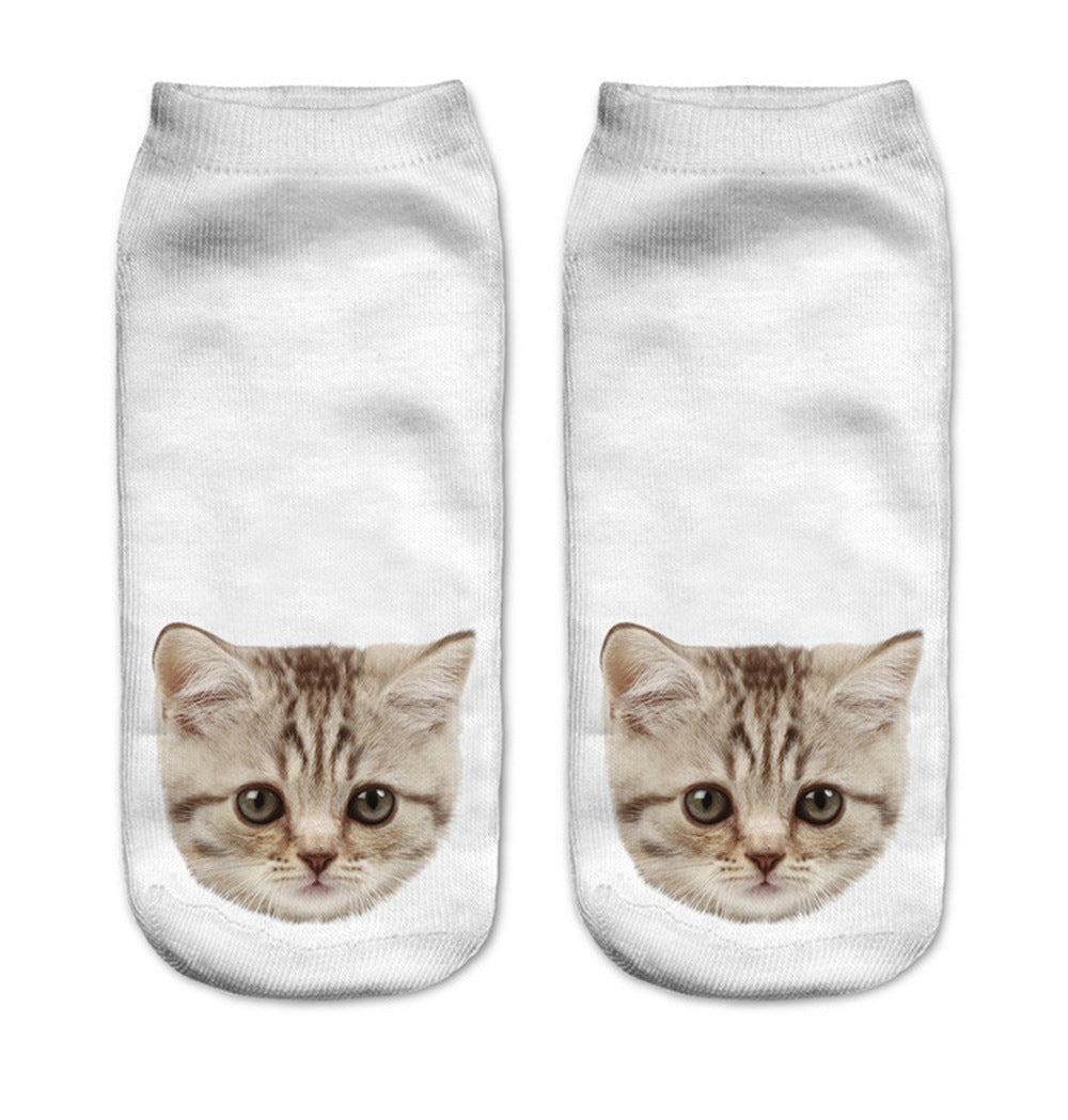 Popular Funny Unisex Short Socks 3D Cat Printed Anklet Socks Casual Socks