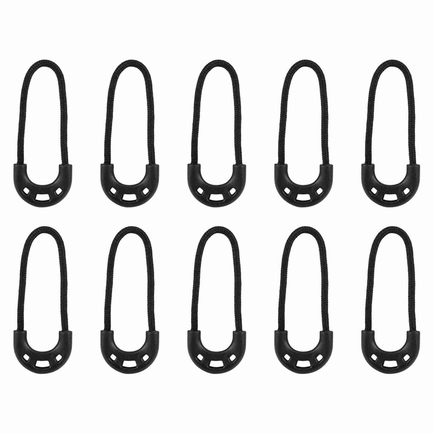 10pcs/bag EDC Black Small Zipper Pulls Cord Rope For Outdoor Travel Clothing Backpack Accessory