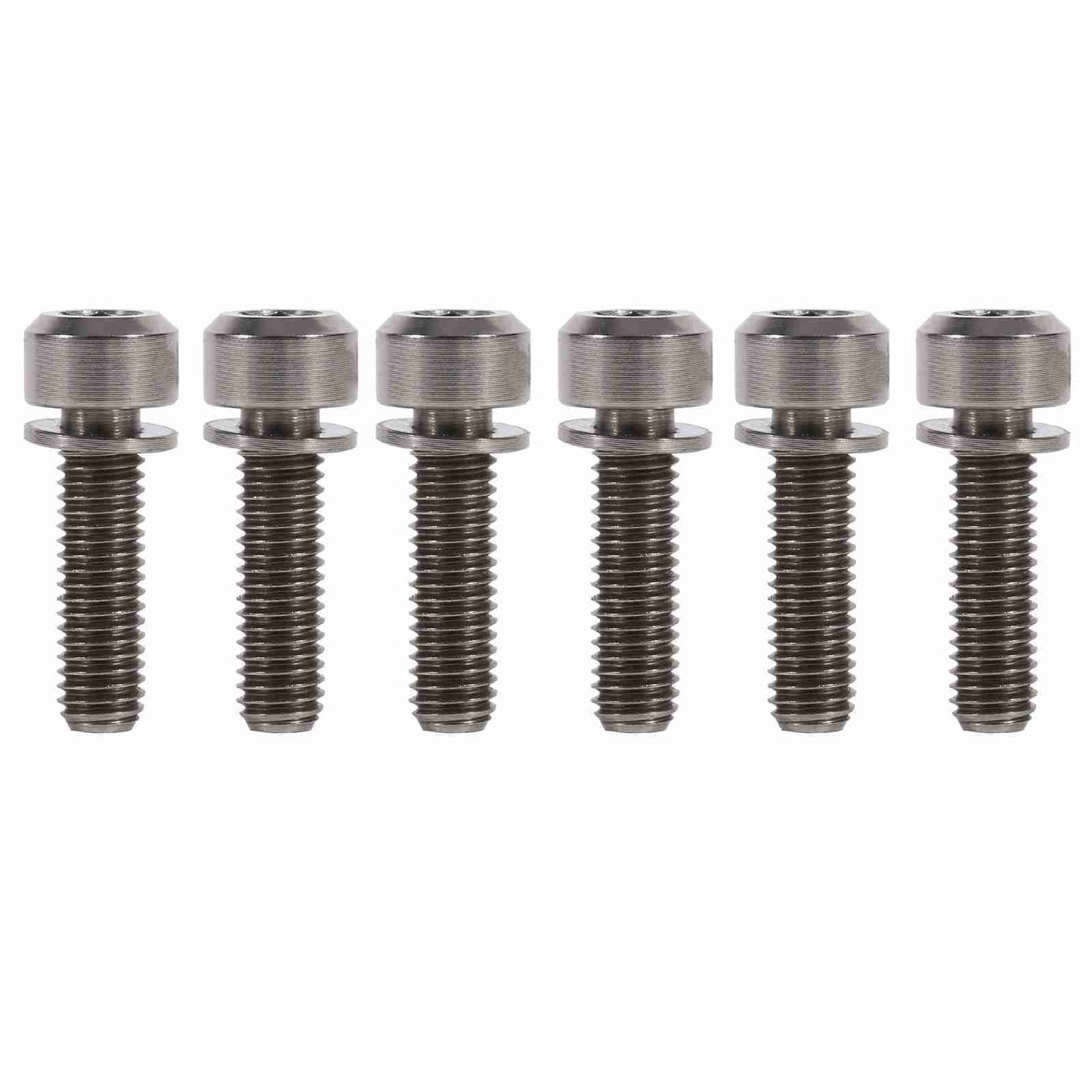 6 Pieces Mountain Bike M5 x 18mm Titanium Stem Bolts Screw With Washer(titanium)