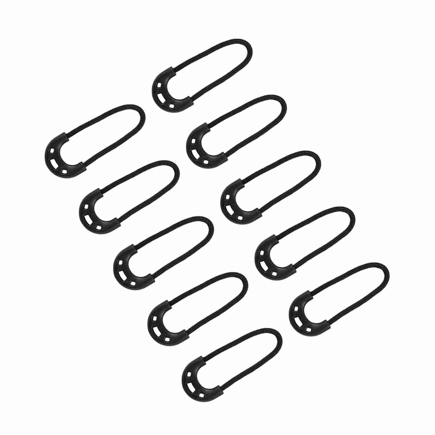 10pcs/bag EDC Black Small Zipper Pulls Cord Rope For Outdoor Travel Clothing Backpack Accessory