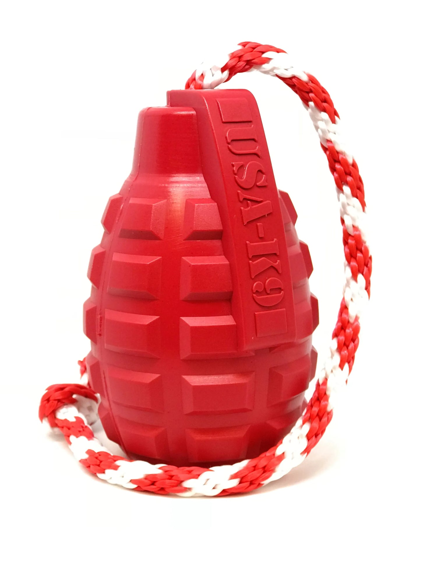 USA-K9 Grenade Durable Rubber Chew Toy, Treat Dispenser, Reward Toy, Tug Toy, and Retrieving Toy