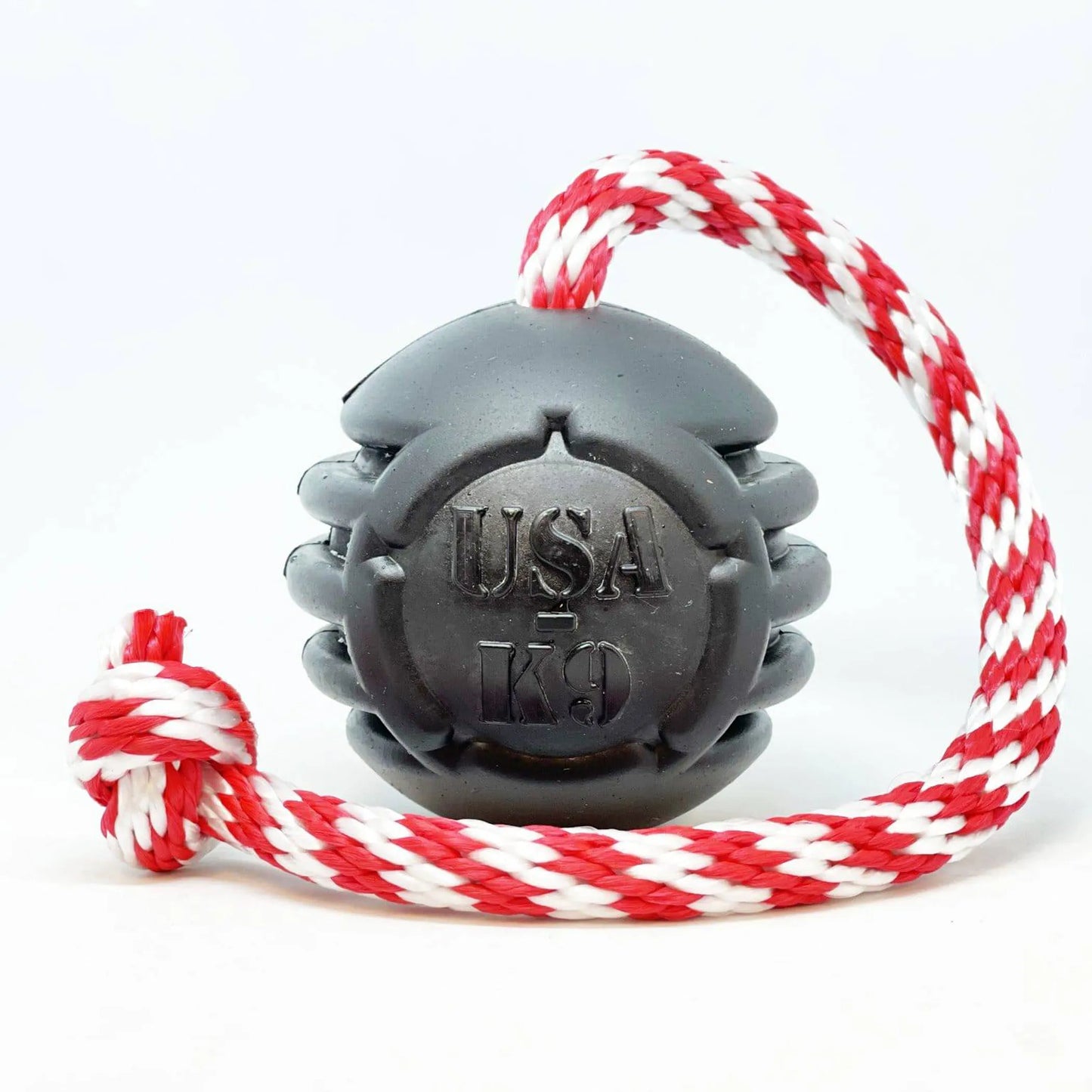 USA-K9 Magnum Black Stars and Stripes Ultra-Durable  Rubber Chew Toy, Reward Toy, Tug Toy, and Retrieving Toy